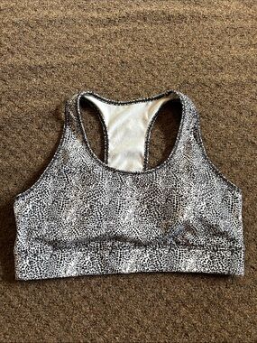 Speckled Black and White Racerback Sports Bra